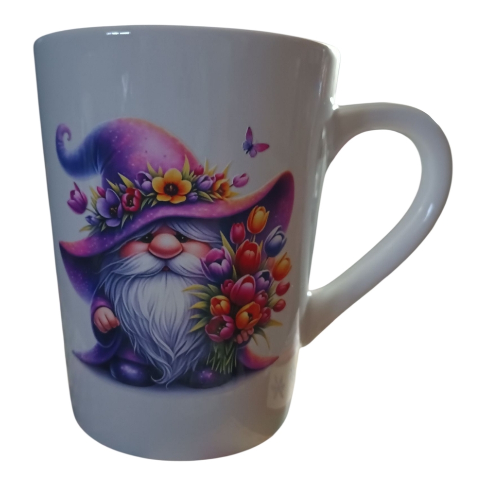 Hand Crafted Purple and White Gnome Mug